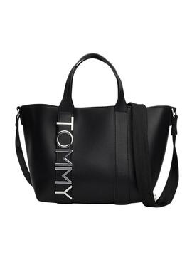 Borsa Tommy Jeans mini tote City Bold nera per donna