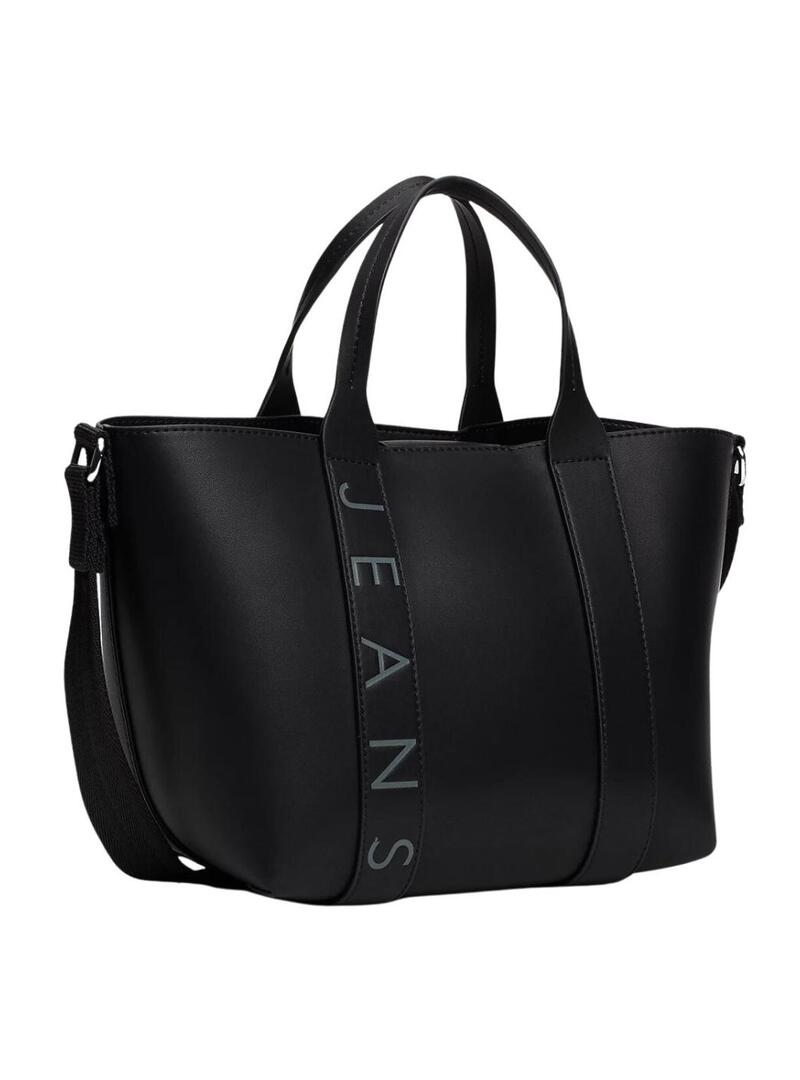 Borsa Tommy Jeans mini tote City Bold nera per donna