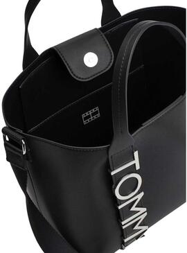 Borsa Tommy Jeans mini tote City Bold nera per donna