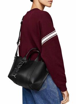 Borsa Tommy Jeans mini tote City Bold nera per donna