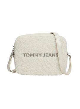 Borsa a tracolla in sherpa beige Tommy Jeans per donna