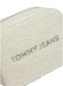 Borsa a tracolla in sherpa beige Tommy Jeans per donna