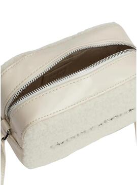 Borsa a tracolla in sherpa beige Tommy Jeans per donna