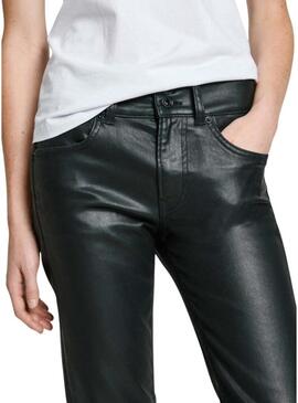 Pantaloni Pepe Jeans ecopelle nera per donna