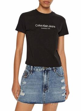 Maglietta Calvin Klein Jeans Baby tee nera per donna