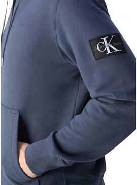 Felpa con cappuccio Calvin Klein Jeans Badge blu per uomo