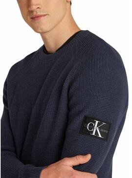 Felpa Calvin Klein Jeans Badge Easy blu per uomo