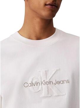 Maglietta Calvin Klein Jeans Chenille bianca per uomo