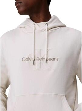 Felpa Calvin Klein Jeans Chenille beige per uomo