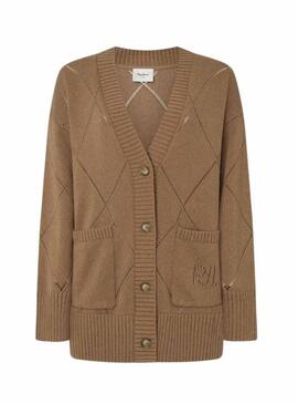 Cardigan Pepe Jeans Idris color caramello per donna