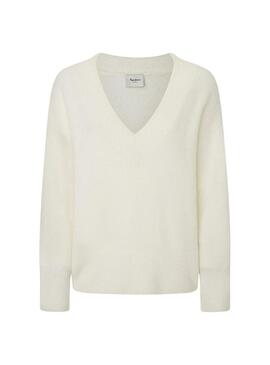 Maglione Pepe Jeans Irma V Neck Beige per donna