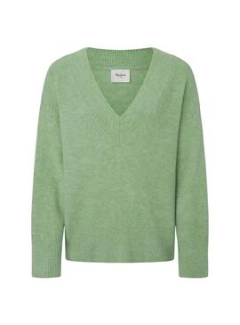 Maglione Pepe Jeans Irma V Neck Verde per donna