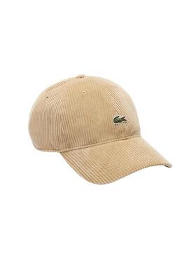 Cappello Lacoste in velluto a coste beige per uomo e donna