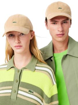 Cappello Lacoste in velluto a coste beige per uomo e donna