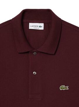 Polo Lacoste a maniche lunghe bordeaux per uomo