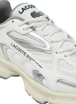 Sneakers Lacoste L003 Bianco e Argento per uomo