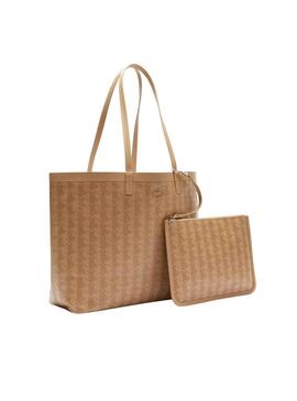 Borsa Shopper Monogramma Lacoste Camello per donna