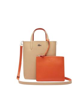 Borsa Lacoste Anna Vertical Beige e Arancione per donna