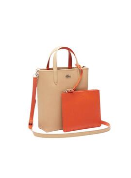 Borsa Lacoste Anna Vertical Beige e Arancione per donna