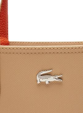 Borsa Lacoste Anna Vertical Beige e Arancione per donna