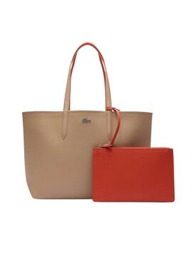 Borsa reversibile Lacoste Anna Beige e Arancione per donna