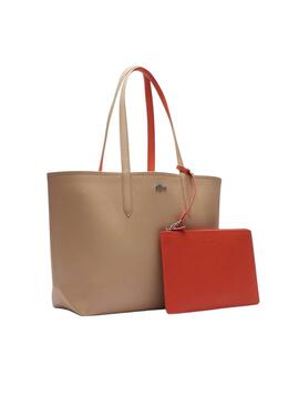 Borsa reversibile Lacoste Anna Beige e Arancione per donna