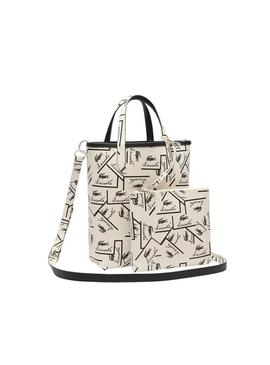 Borsa Lacoste Anna Vertical bianca e nera per donna