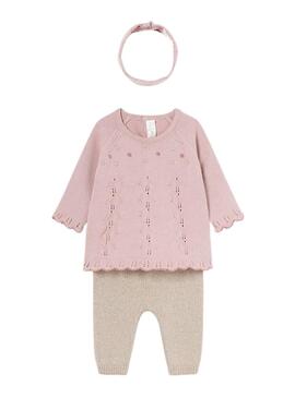 Set Tricot Tre Pezzi per neonata