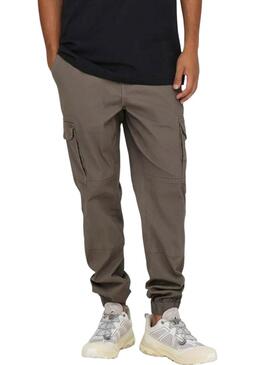 Pantaloni Only and Sons Carter Cargo Marrone per uomo