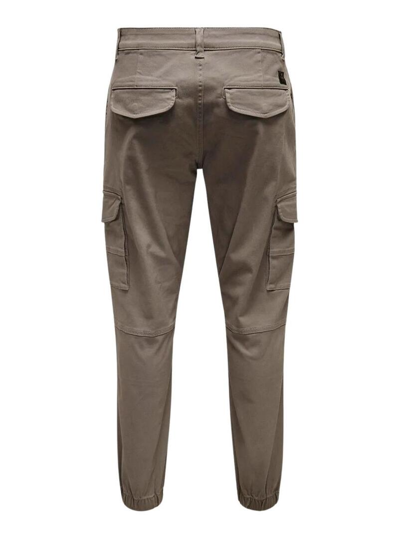 Pantaloni Only and Sons Carter Cargo Marrone per uomo