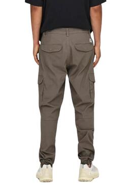 Pantaloni Only and Sons Carter Cargo Marrone per uomo