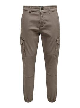 Pantaloni Only and Sons Carter Cargo Marrone per uomo