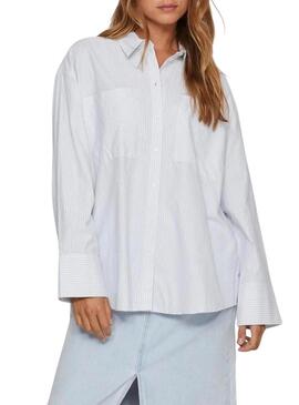 Camicia Vila Vifine Strisce Blu Oversized per donna