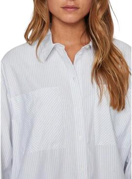 Camicia Vila Vifine Strisce Blu Oversized per donna