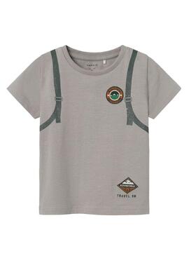 T-shirt Name It Lucas Spirito Viaggiatore Grigio per bambino