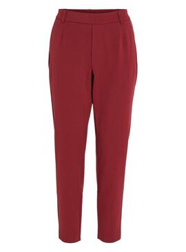 Pantaloni Vila Vivarone slim color bordeaux per donna