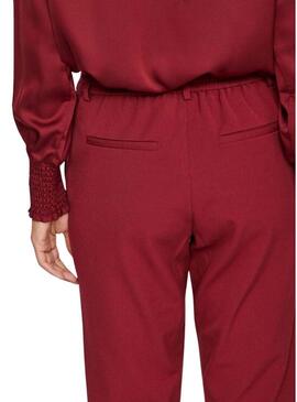 Pantaloni Vila Vivarone slim color bordeaux per donna