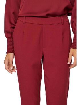 Pantaloni Vila Vivarone slim color bordeaux per donna