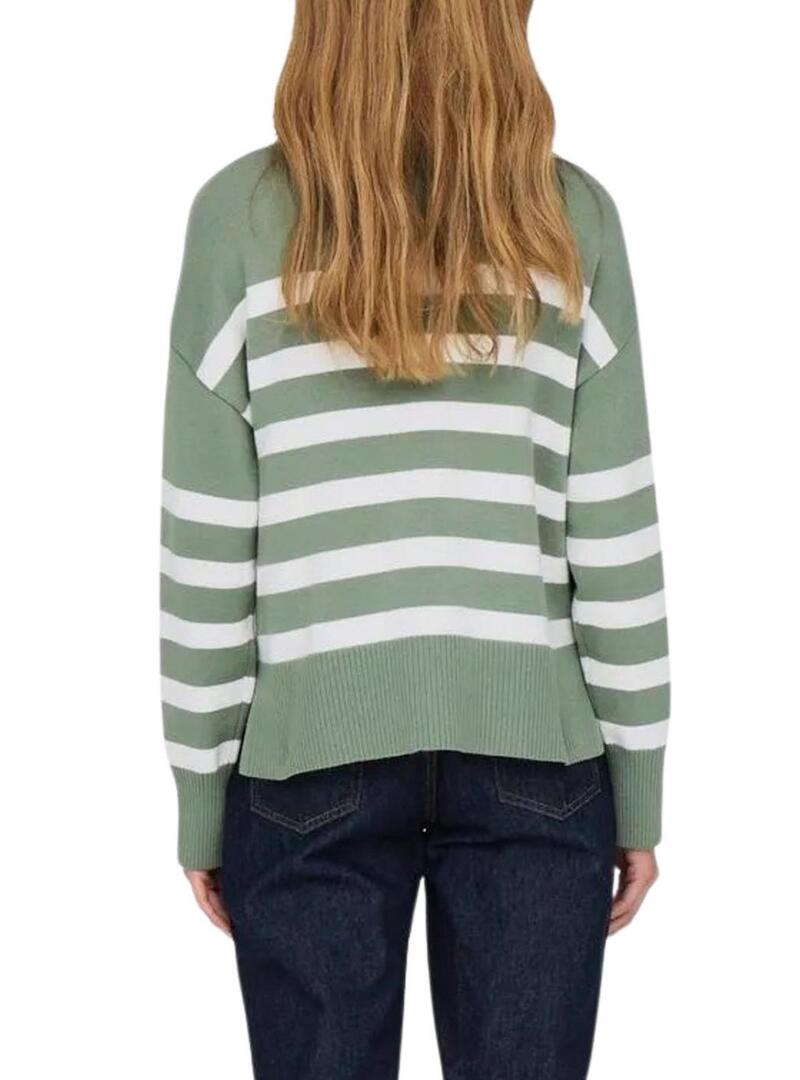  Maglione Only Baria collo alto a righe verde per donna