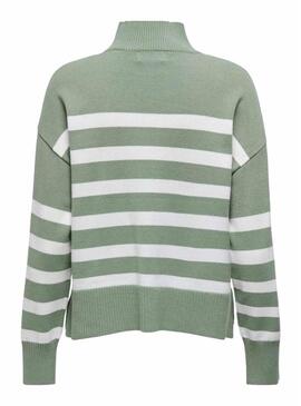  Maglione Only Baria collo alto a righe verde per donna