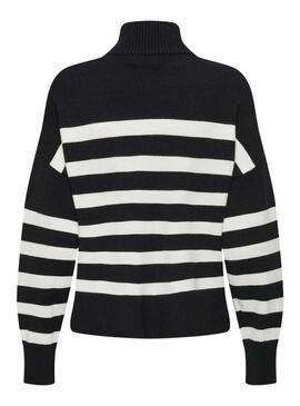 Maglione Only Baria collo alto a righe nere per donna