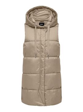 Gilet Only Asta imbottito taupe per donna