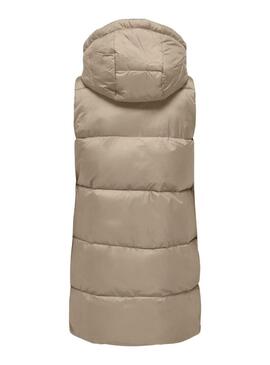 Gilet Only Asta imbottito taupe per donna