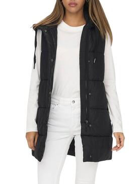 Gilet Only Asta imbottito nero per donna