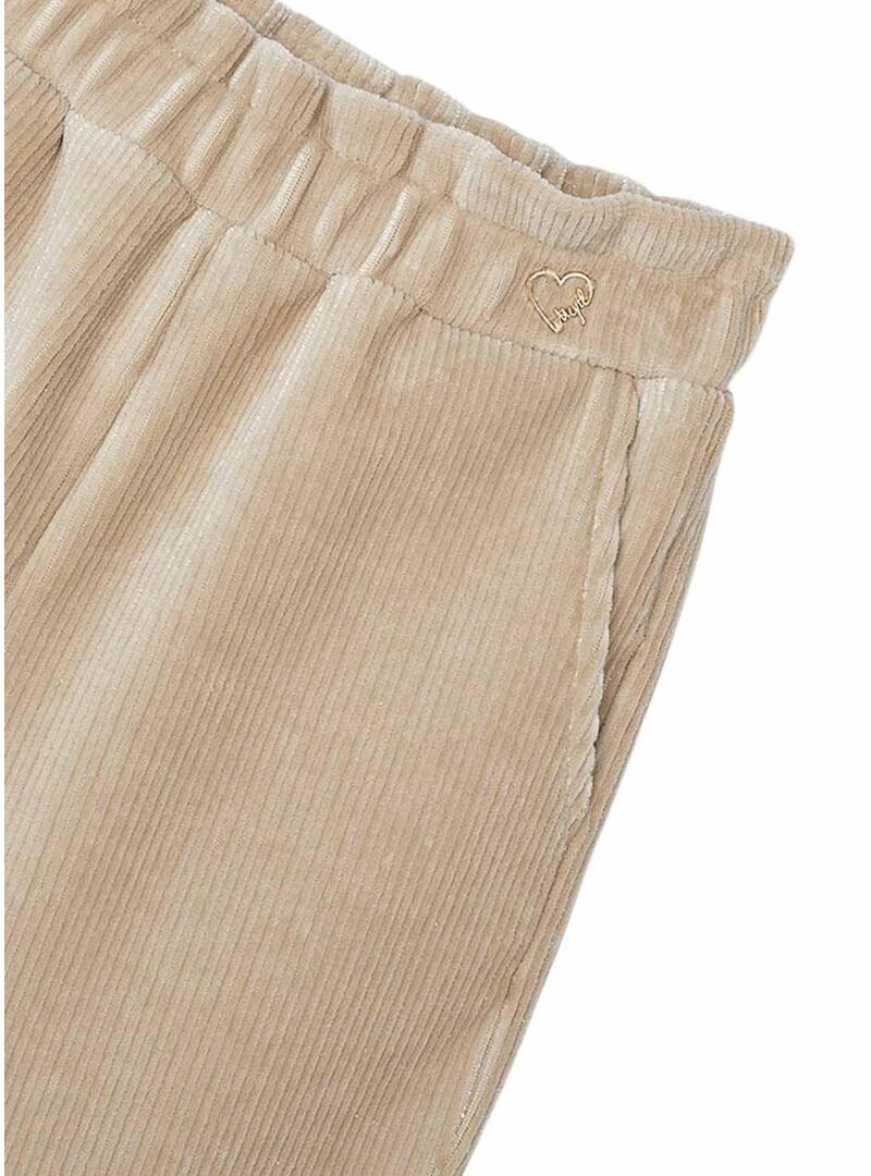 Pantaloni in velluto a coste beige Mayoral per ragazze