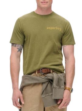 Maglietta Superdry Tattoo Graphic verde per uomo