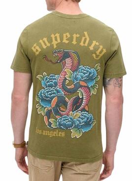 Maglietta Superdry Tattoo Graphic verde per uomo