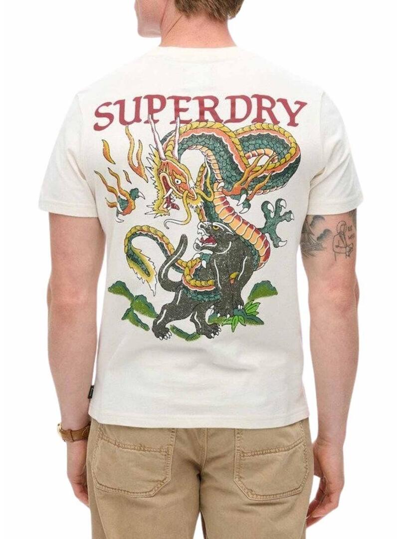 Maglietta Superdry Tattoo Graphic beige per uomo