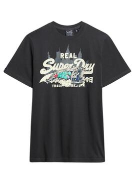 Maglietta Superdry grafica New York nera per uomo