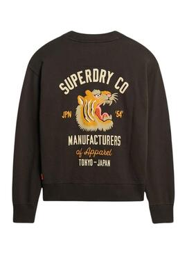 Felpa Superdry Workwear Embroider Loose Nera per donna